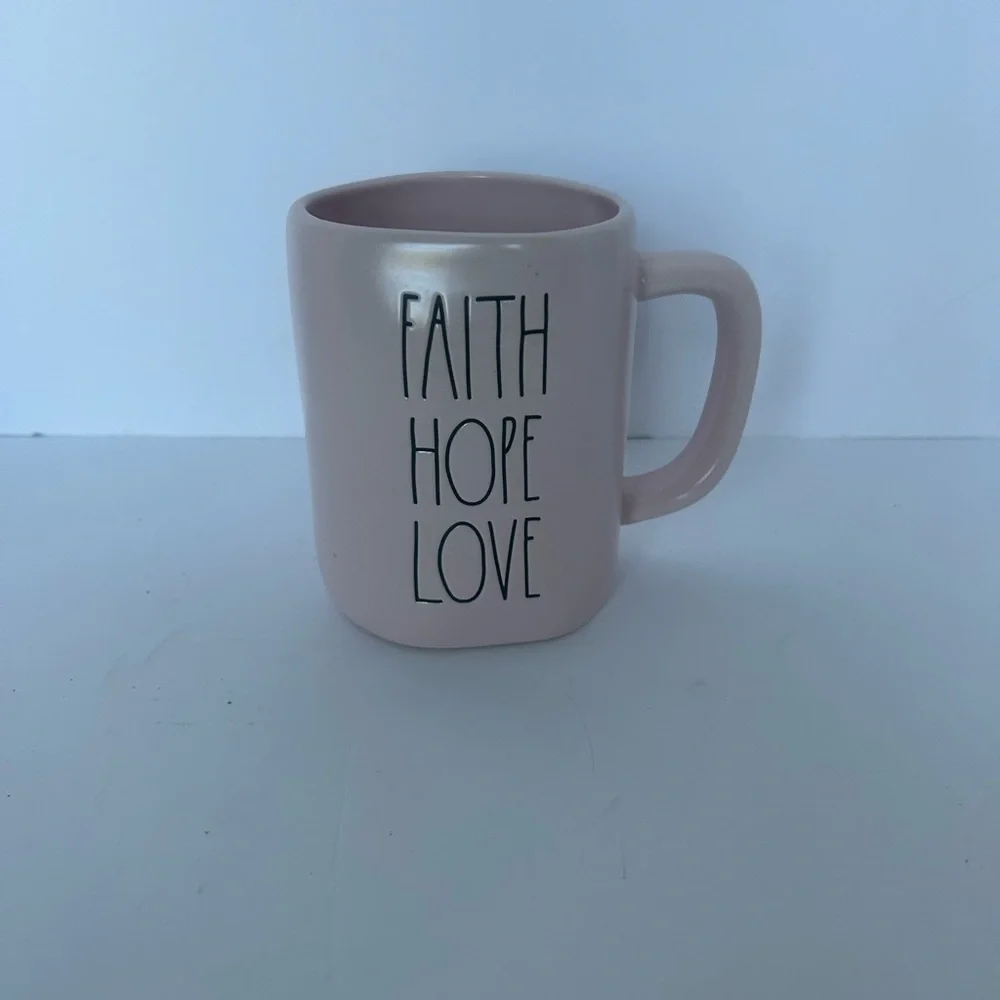 RAE DUNN ARTISAN‎ COLLECTION COFFEE MUG PINK FAITH HOPE LOVE